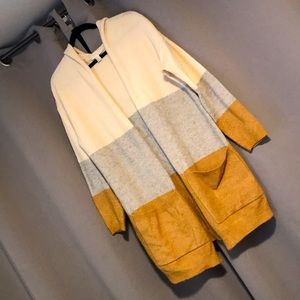 Hooded color block cardigan